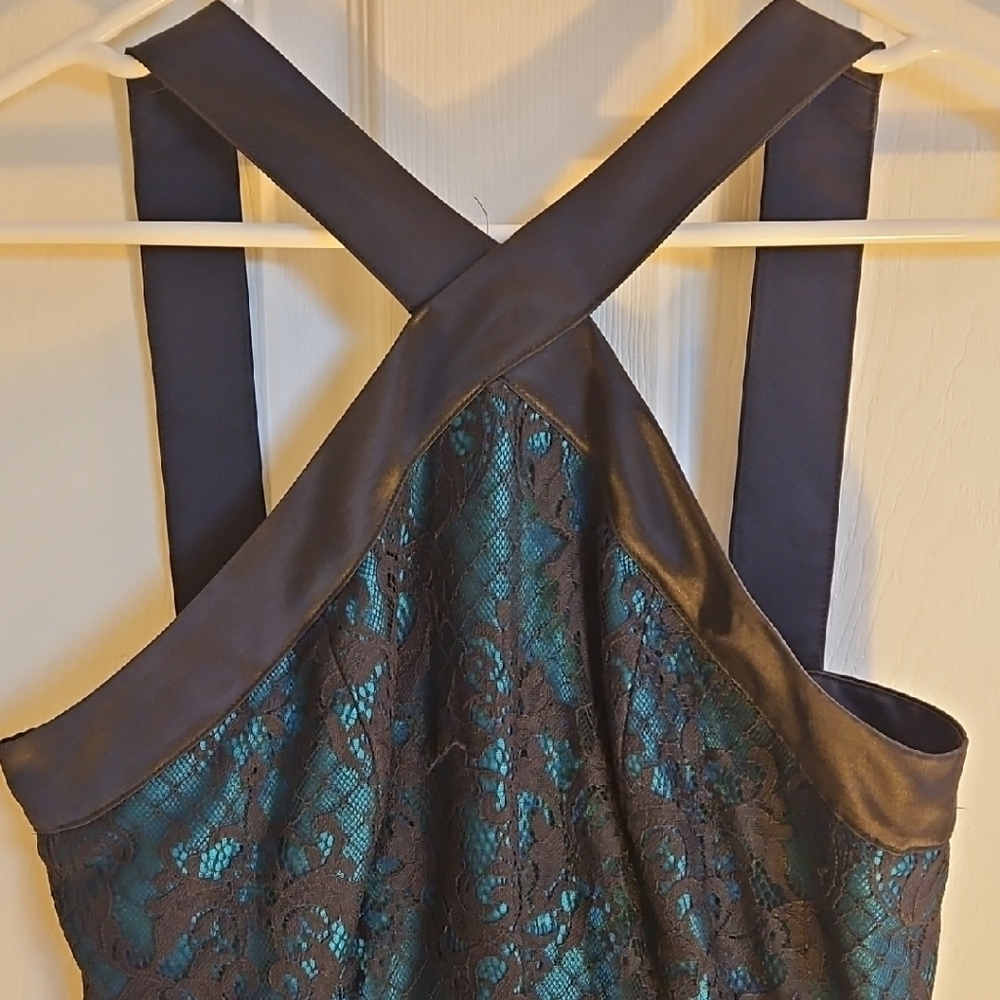 Draper James Mini Dress in Teal and Black Lace
